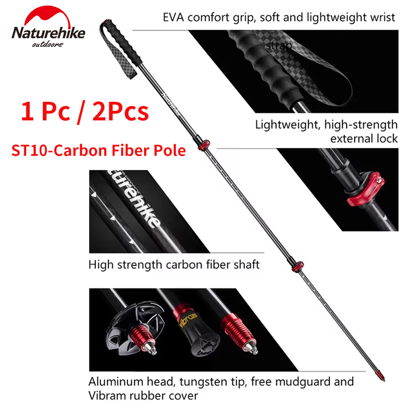 Trekking Pole Carbon - Naturehike ST10 fibra de carbono, pólo